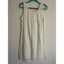 Ann Taylor LOFT Cream Floral Lace Sleeveless Shift Dress Size 8 303373