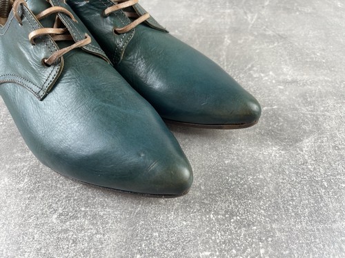 MOMA Green Leather Avant Garde Derby Shoes Size 37.5 Italy Handmade Artisan - Picture 3 of 11