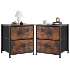 Nightstand Small Dresser with 2 Fabric Drawers Side Bedroom End Table Bedside...