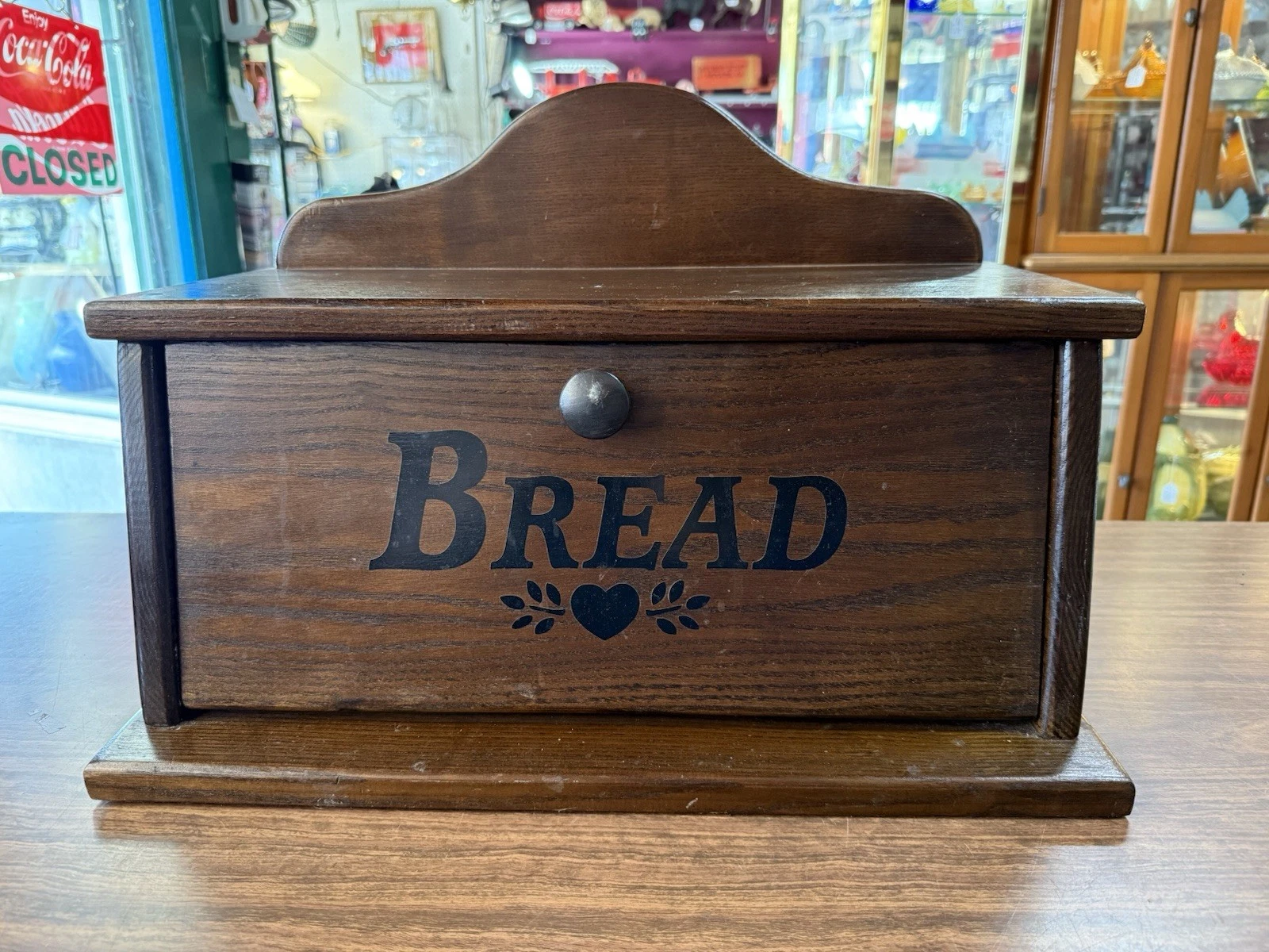 Vintage Wooden Farmhouse Bread Box w/ Heart ~ Slope Front ~ MCM
Opens in a new window or tab