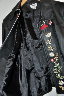 Damenlederjacke von Yuppie mit Bestickung, echtes Leder 46
