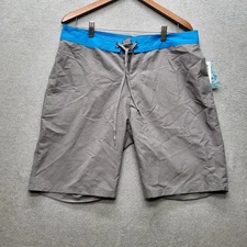 Old Navy Men Swimwear 34 Gray Swim Trunks Board Shorts Button 10" Inseam NWT