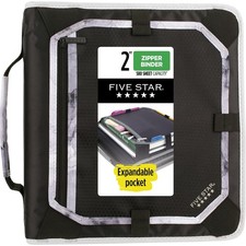 Five Star Zipper Binder 2 Inch 3-Ring Round Rings 580 Sheet Capacity Black