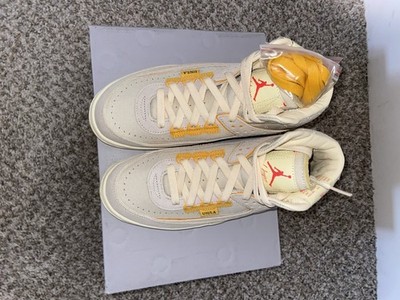 Air Jordan 2 Men's Mid Top Athletic Sneakers Gray/Yellow/White Orange Size 4.5.