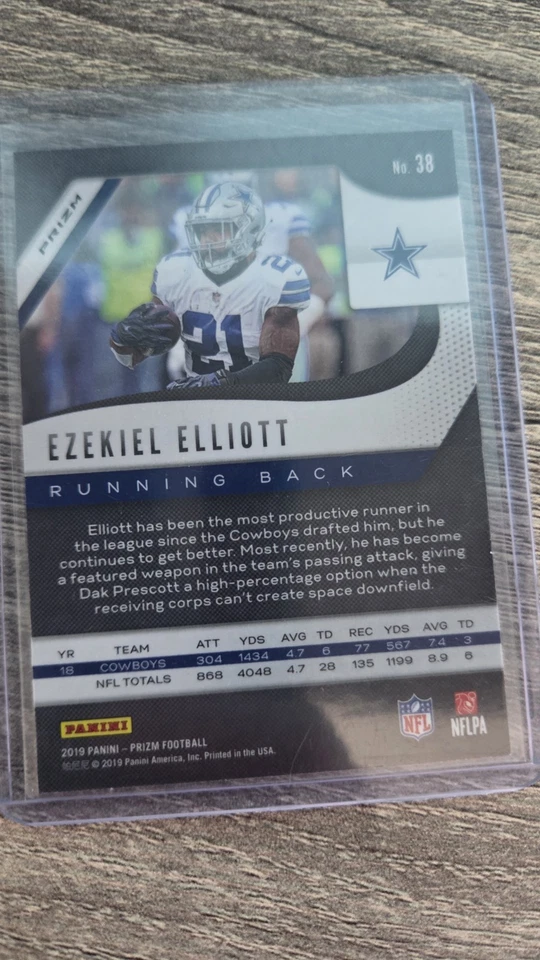 2019 Panini Prizm Ezekiel Elliott Blue Prizm SSP Cowboys - Image 2 of 2