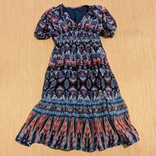 Old Navy Midi Dress Bohemian Southwestern Tiered Smocked Waist Women's XS Petite