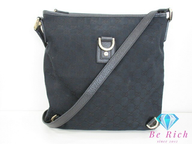 Gucci Abby GG Black Canvas Leather Logo Shoulder Bag Bk91