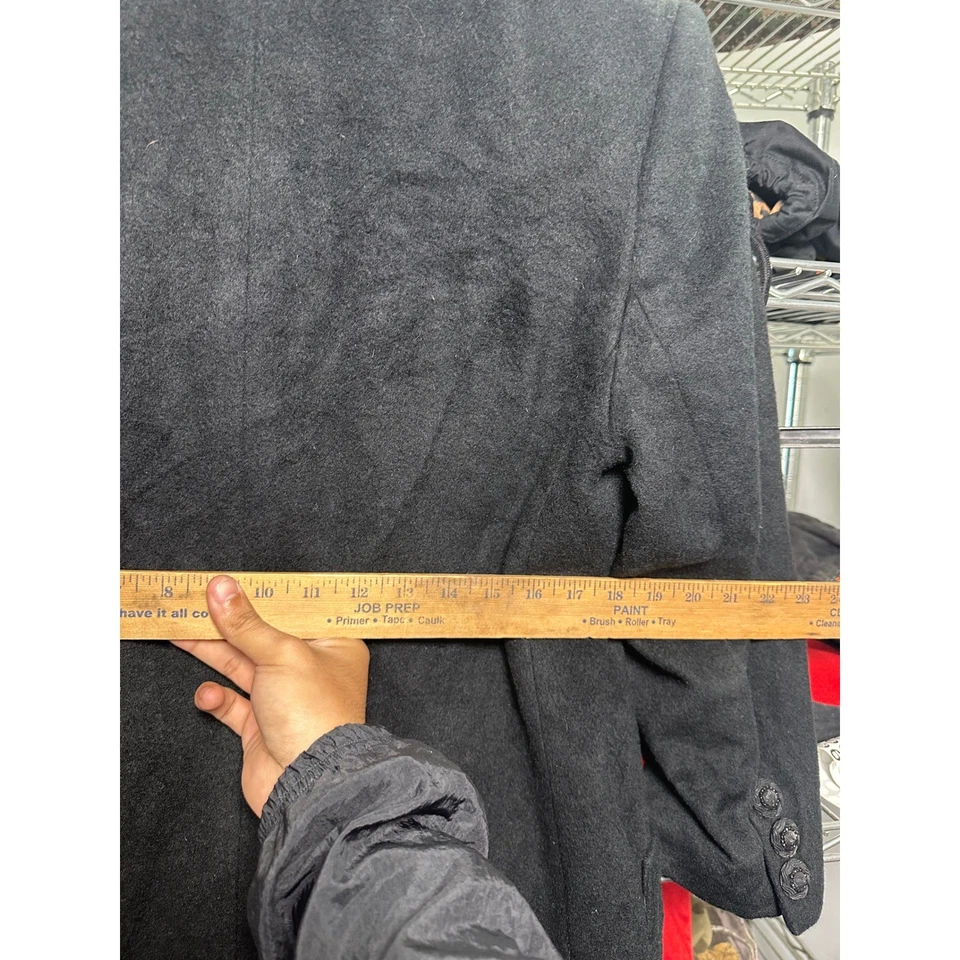 Abrigo largo J Percy para Marvin Richards mezcla de lana negro chaquetón talla L Foto 4 de 4