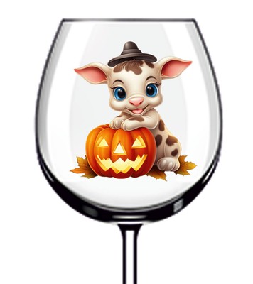 12x bunte Halloween Kuh Kürbis Vinyl Aufkleber Abziehbild Becher Weinglas Auto