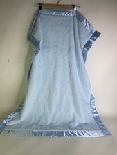 Little Me Baby Blanket Sherpa Blue Satin Trim Back Security Lovey