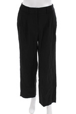 Quince Women Black Dress Pants 96% Virgin Wool Button Size 4