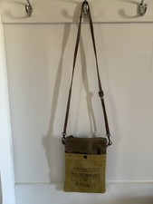 Tan/Brown Striped Crossbody Bag Zip Top Snap ...
