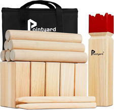 Kubb Yard Game Set Viking Chess Outdoor Hevea Hardwood Toss Game for Adults  Fa