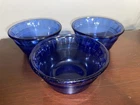 3 Pyrex 463 Cobalt Blue Custard Dish 175ml with 3-Ring Set Glass