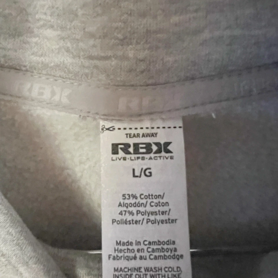 Sudadera pulóver gris con cordón cuello capucha RBX talla grande mezcla de algodón Foto 4 de 4