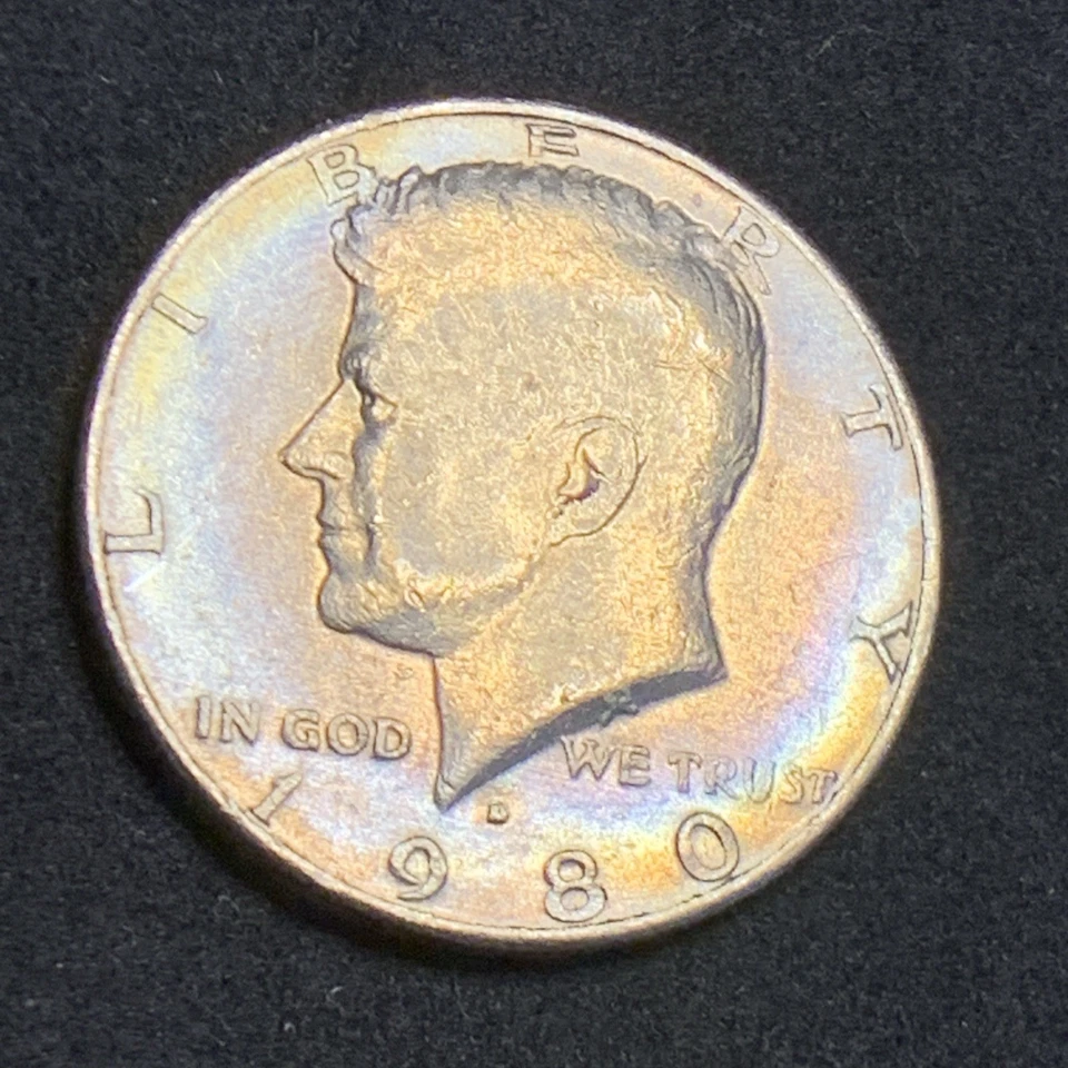 1980 “D” 50c Kennedy Half Dollar - Rainbow Rim Toning!! - Image 4 of 4