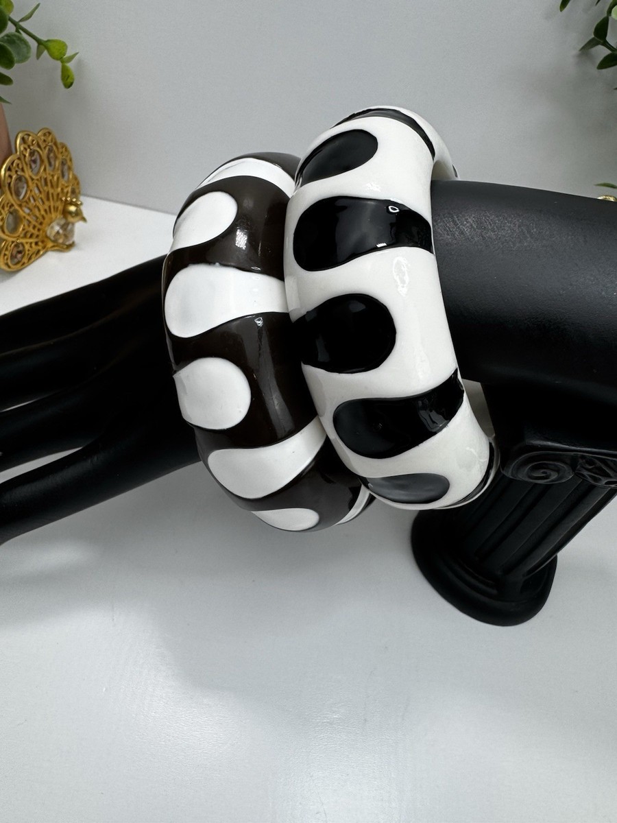 ZARA Black- Brown & White Resin Bangle Bracelet Set Modern  display picture 2