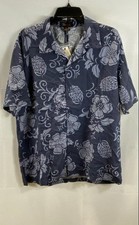 Truth by Republic Men's NWT Blue Floral Pineapple Hawaiian Shirt Linen Blend L