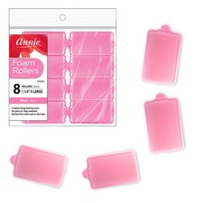 Annie Foam Hair Rollers X-Large 1 1/4 Inch, 8 Count 1 Pack of 8 , Pink