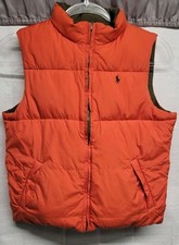 Polo Ralph Lauren Goose Down Puffer Vest Orange Green Reversible Kids 7 READ 