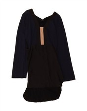 ZARA Womens Long Sleeve Asymmetrical Dress UK 14 Large Black Colourblock AF11