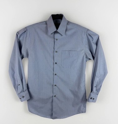Perry Ellis Portfolio Mens 14.5 32/33 Blue Stripe Dress Shirt Classic Fit