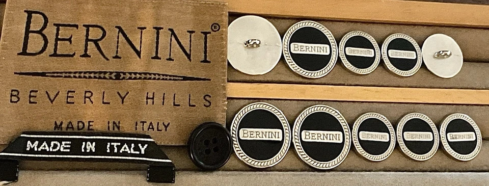 10 BERNINI BEVERLY HILLS Replacement Blazer Buttons Silver Metal Black Enamel - Image 2 of 4