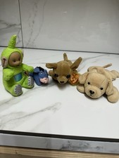 Lot Of 4collectible Toys 2 Beanie babies, Disney toy, Teletubbies Talking Dipsy