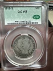 1915-S Barber Half Dollar CAC VG8