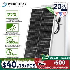 100W Monocrystalline Solar Panel 12V Charger CarRV Camping Home Off-Grid 18BB