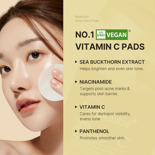 Medicube Deep Vita C Gesichtspads, Vitamin C Toner Pads für ungleichmäßigen Hautton, 500 - Bild 3 von 12