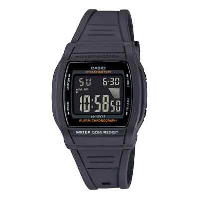 Casio W201-1BV, Digital Chronograph Watch, Resin Band, Alarm, 10 Year Battery