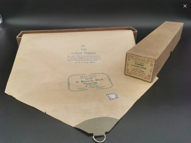 Antique Pianola Sheet Aeolian Company Full Scale A Brown Bird Singing WRONG BOX Antique Pianola Sheet Aeolian Company Full Scale A Brown Bird Singing WRONG BOX