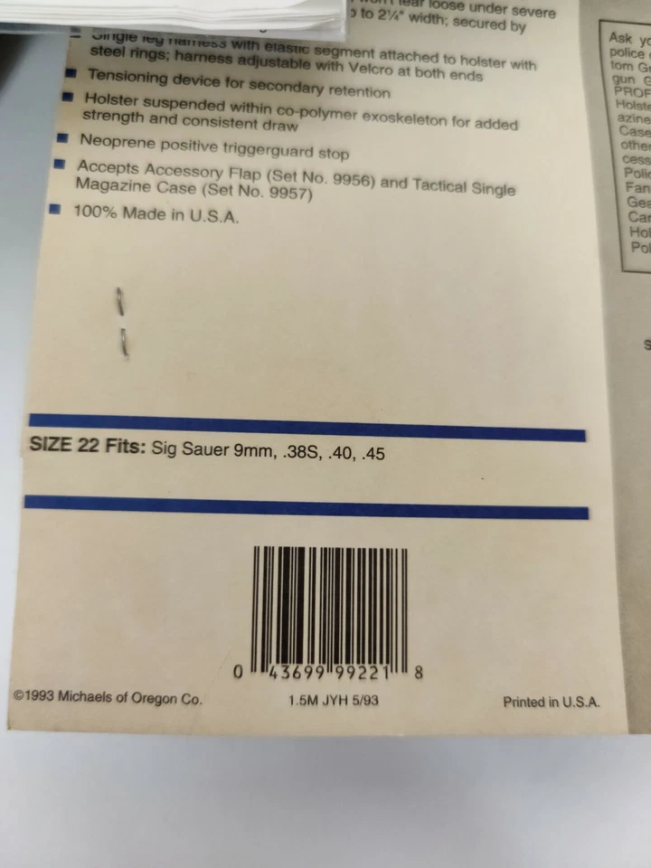 Funda Uncle Mike's 9922-1 Talla 22 Derecha Doble Ret Tac Negra Sig Foto 4 de 4