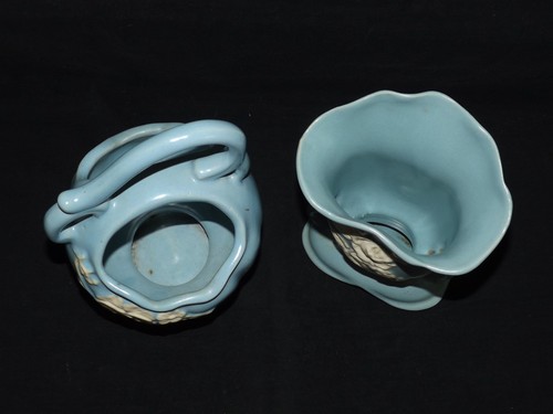 "Cesta y jarrón azul cameo Weller Pottery EE. UU. 6 1/2" - Imagen 2 de 5