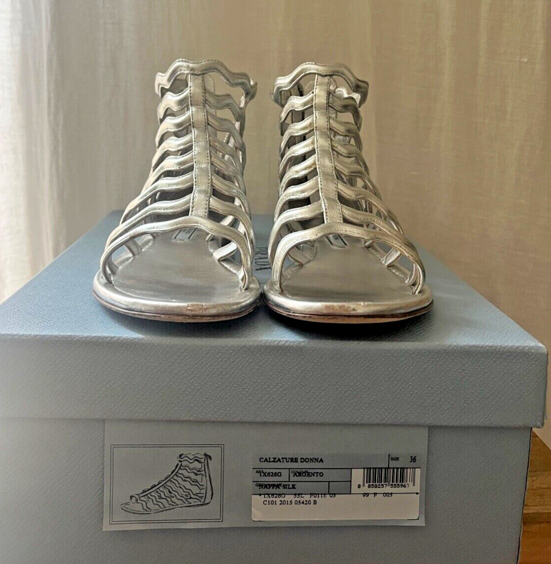Prada Silver gladiator sandals - image 1