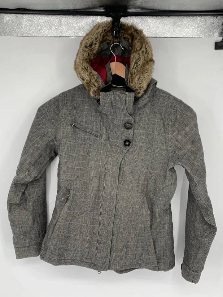 Parka para mujer Athleta abrigo con capucha de piel sintética negro/gris talla grande Foto 2 de 4