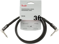 Fender Professional Series Black Guitar/Instrument Cable, Right-Angle, 3' ft