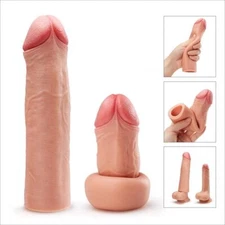 Soft Silicone Penis Extension Extender Sleeve Sheath Add 2" Cock Girth Enhancer