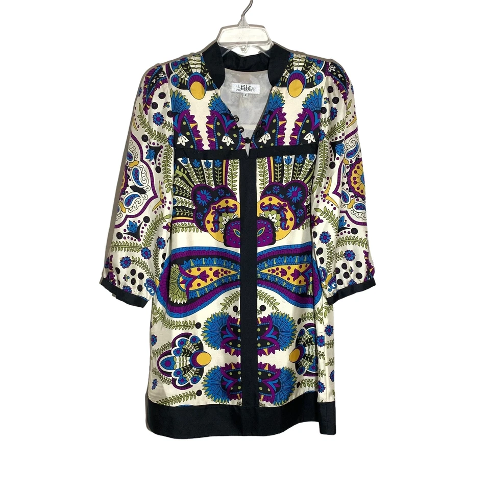 Tibi -- Vestido Floral 100% Seda Cachemira/Floral (Vintage Años 70 Look) Talla 2 Foto 2 de 4