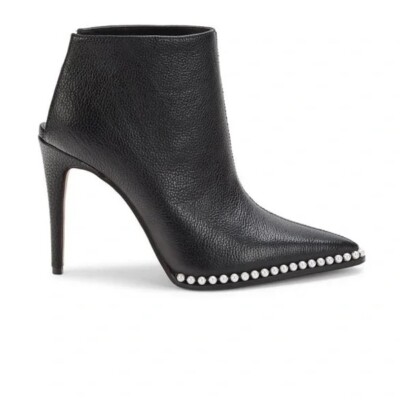 Karl Lagerfeld Paris, Cryon Leather Stiletto Booties, Black, Pearl, Sz: 5 NEW