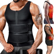 Men's Sauna Sweat Vest Tank Top Weight Loss Shirt Body Shaper Waist Trainer Belt