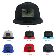 Black Olive American Flag Patch Youth Size Superior Cotton Snapback - FREE SHIP