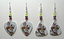 Easter Bunny Flower Child 1.75" Dangle Wire Custom Earrings U-Pick 