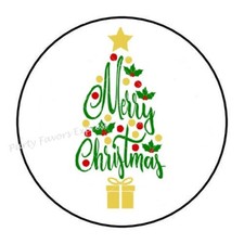 MERRY CHRISTMAS TREE ENVELOPE SEALS LABELS STICKERS PARTY FAVORS