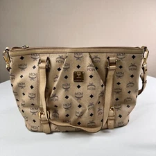 MCM VISETOS LEATHER SHOLDER BAG BEIGE