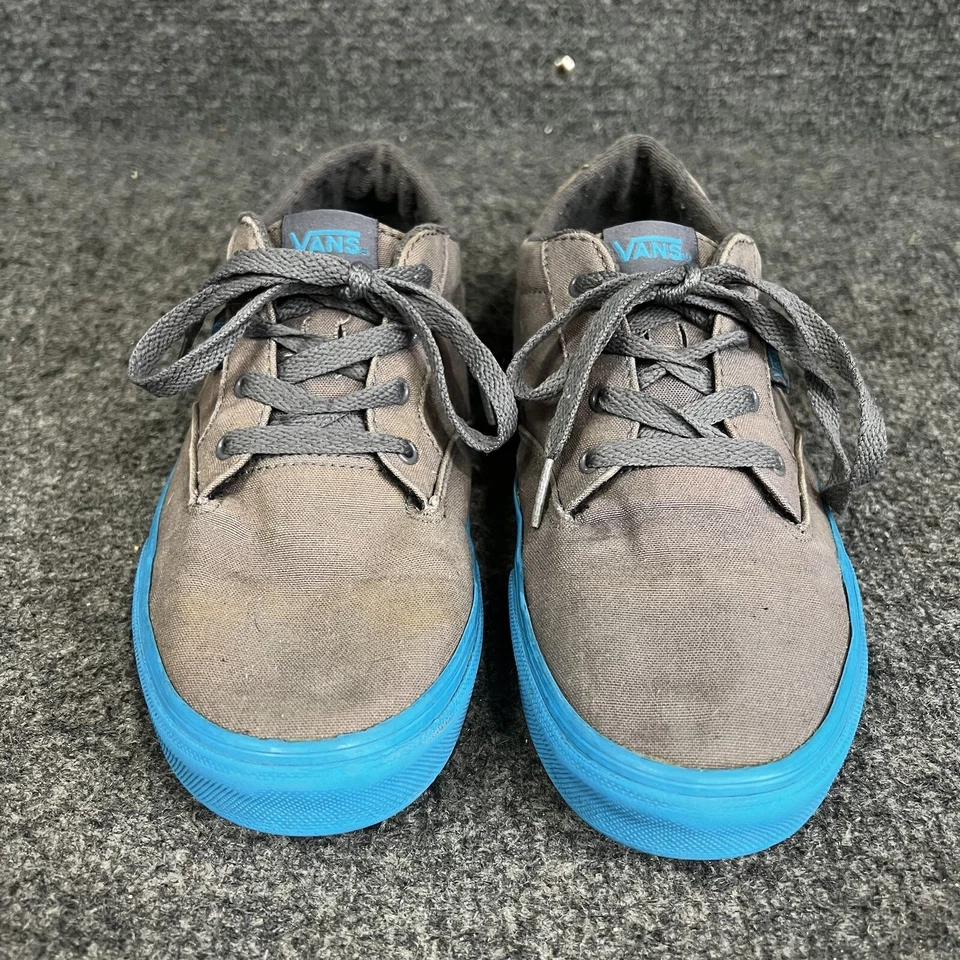 Vans Youth Size 7 Women’s 8.5-9 Gray W/Bright Blue Low Top Lace Up Skate Shoes - Image 3 of 4