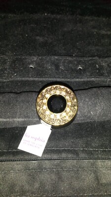 Lia Sophia Ring Gold Schwarz Bruderschaft Statement Kristall Stein Größe 7 N 1/2