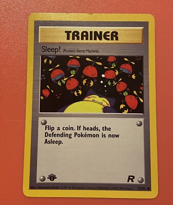 asleep pokemon card game Sleep! Trainer 1st Edition Rocket Pokemon Card - SUPER OLD