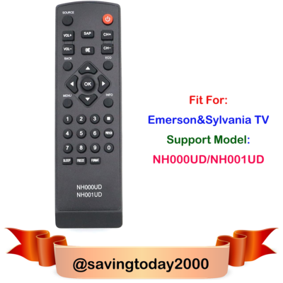Replacement Remote For Emerson/Sylvania TVs - NH001UD, Works With RLC220EM1 Series